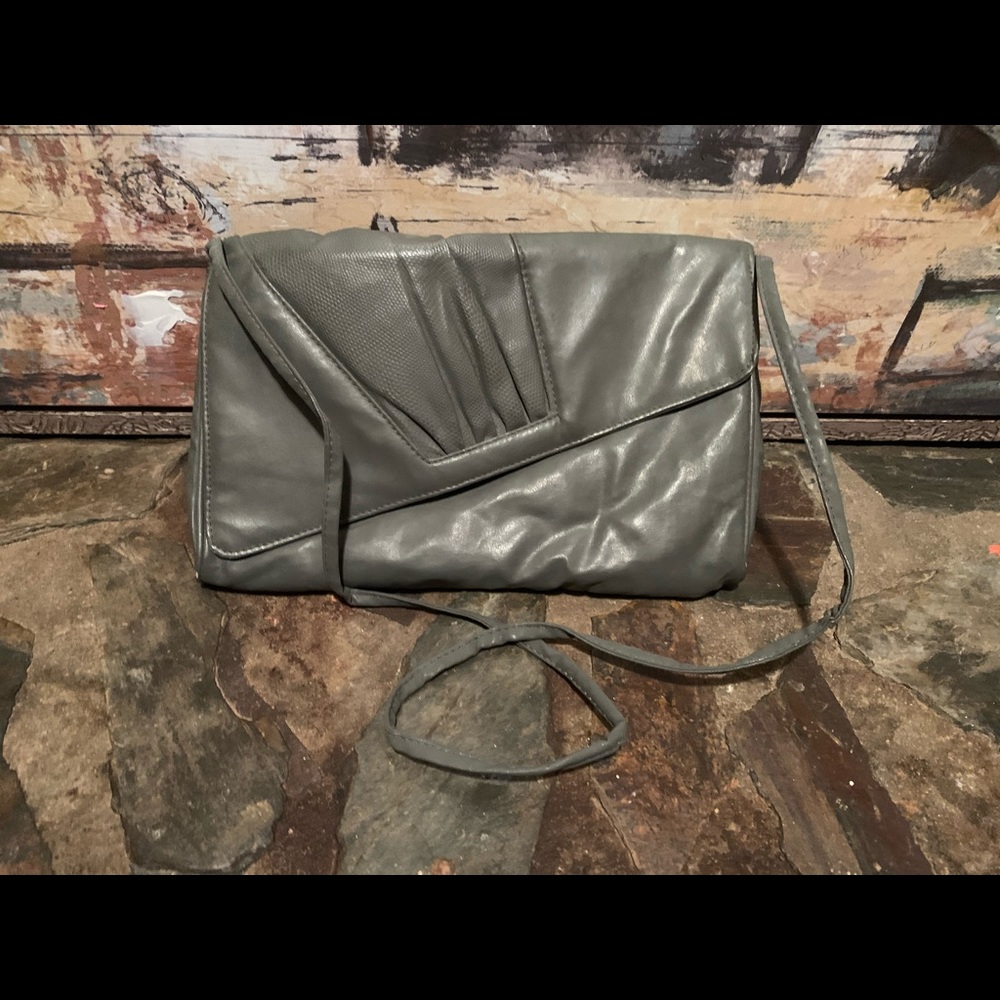 80’s Vintage Gray Faux Leather Purse